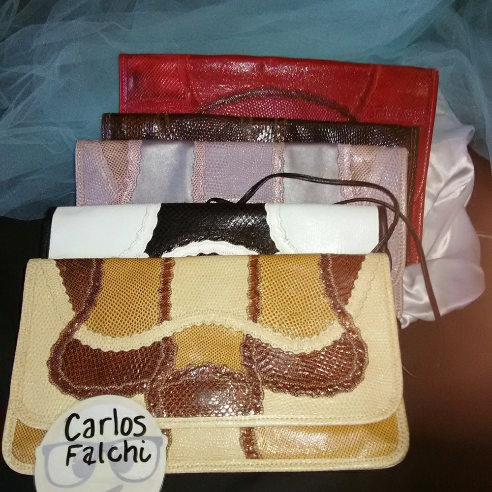 Carlos Falchi  Exotic snakeskin clutches